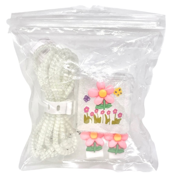 🎁 Cellphone Charger Head & Cable Protector For IPhone 14 Plus Butterfly/Flowers - Picture 7 of 8